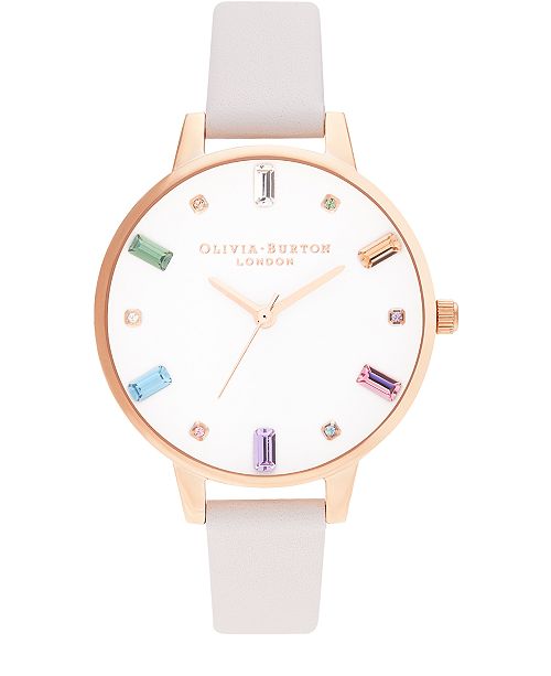 Olivia Burton Women S Rainbow Blossom Leather Strap Watch 34mm Reviews Watches Jewelry Watches Macy S