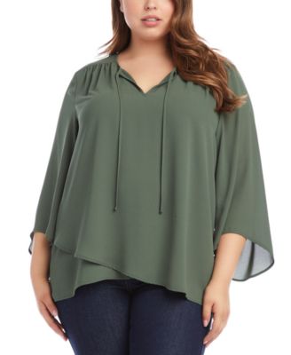 Karen Kane - Plus Size Bracelet-Sleeve Crossover Top