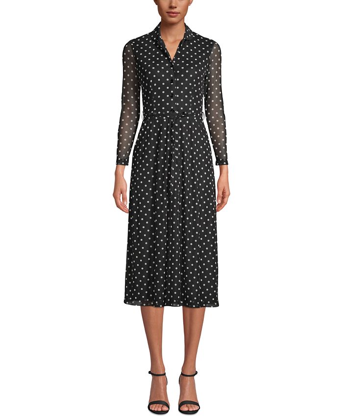 Anne Klein Dot-Print Button-Front Dress - Macy's