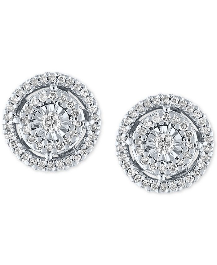Macy's Diamond Halo Stud Earrings (1/4 ct. t.w.) in 10k White Gold - Macy's