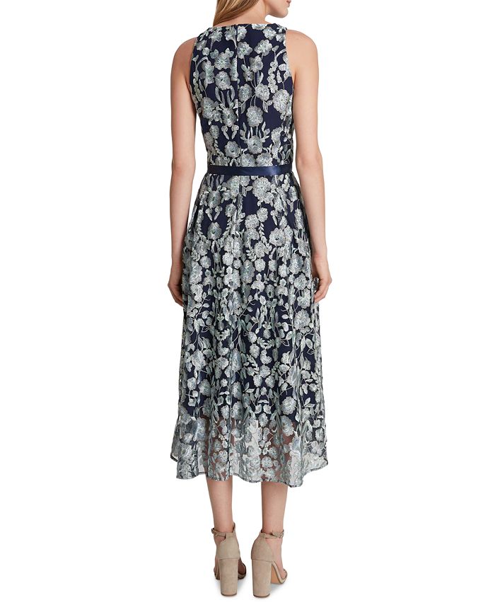 tahari asl tie neck midi dress