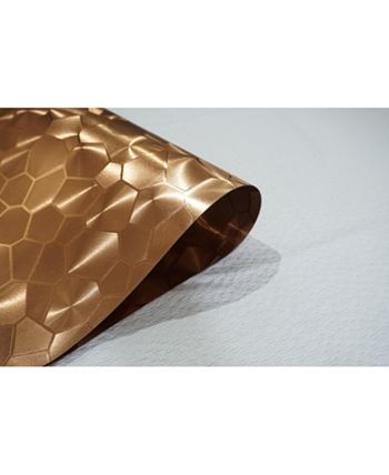 Dainty Home - Reversible Metallic Shimmering Water Cube Dining Table Indoor Outdoor Placemats Set of 4, 13 inch x 19 inch Rectangle, Textured Solid Bronze