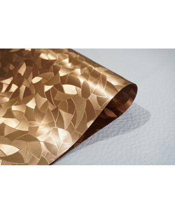 Dainty Home - Reversible Shimmering Metallic Leaf Dining Table Indoor Outdoor Placemats Set of 8, 13 inch x 19 inch Rectangle, Textured Solid Bronze