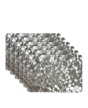 Dainty Home Reversible Metallic Shimmering Water Cube Dining Table Indoor Outdoor Placemats - Set of 6