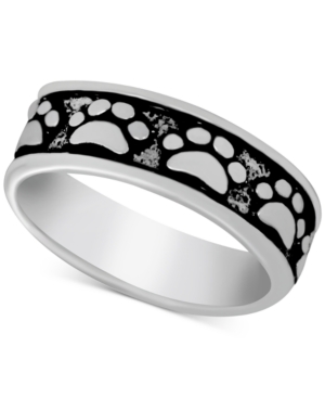 Essentials Paw Print Band Ring in Fine Silver-Plate