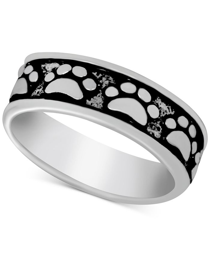 Essentials - Paw Print Band Ring in Fine Silver-Plate