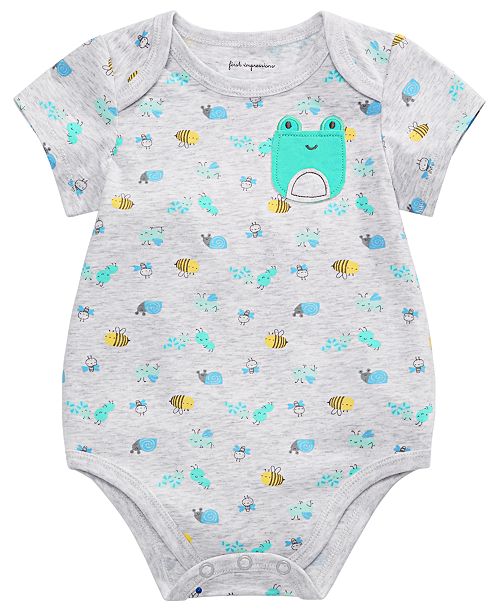First Impressions Baby Boys Printed Frog Pocket Bodysuit Created