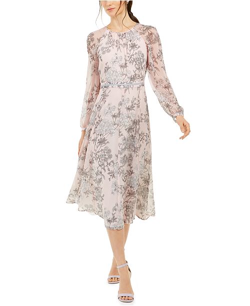 Tommy Hilfiger Diana Floral Print Chiffon Midi Dress Created For