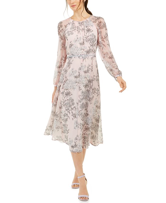 Tommy Hilfiger Diana Floral-Print Chiffon Midi Dress, Created for Macy ...