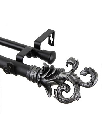 Rod Desyne - Plume Double Curtain Rod 1" OD 28-48 inch - Black