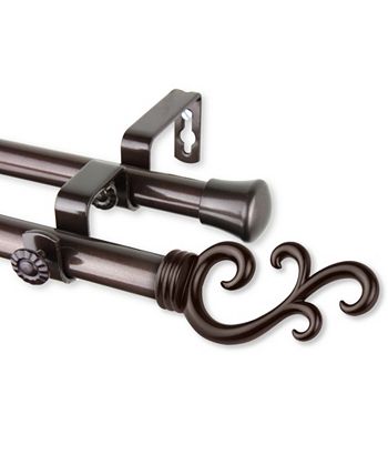 Rod Desyne - Swan Double Curtain Rod  0.8125" Diameter 66" - 120"