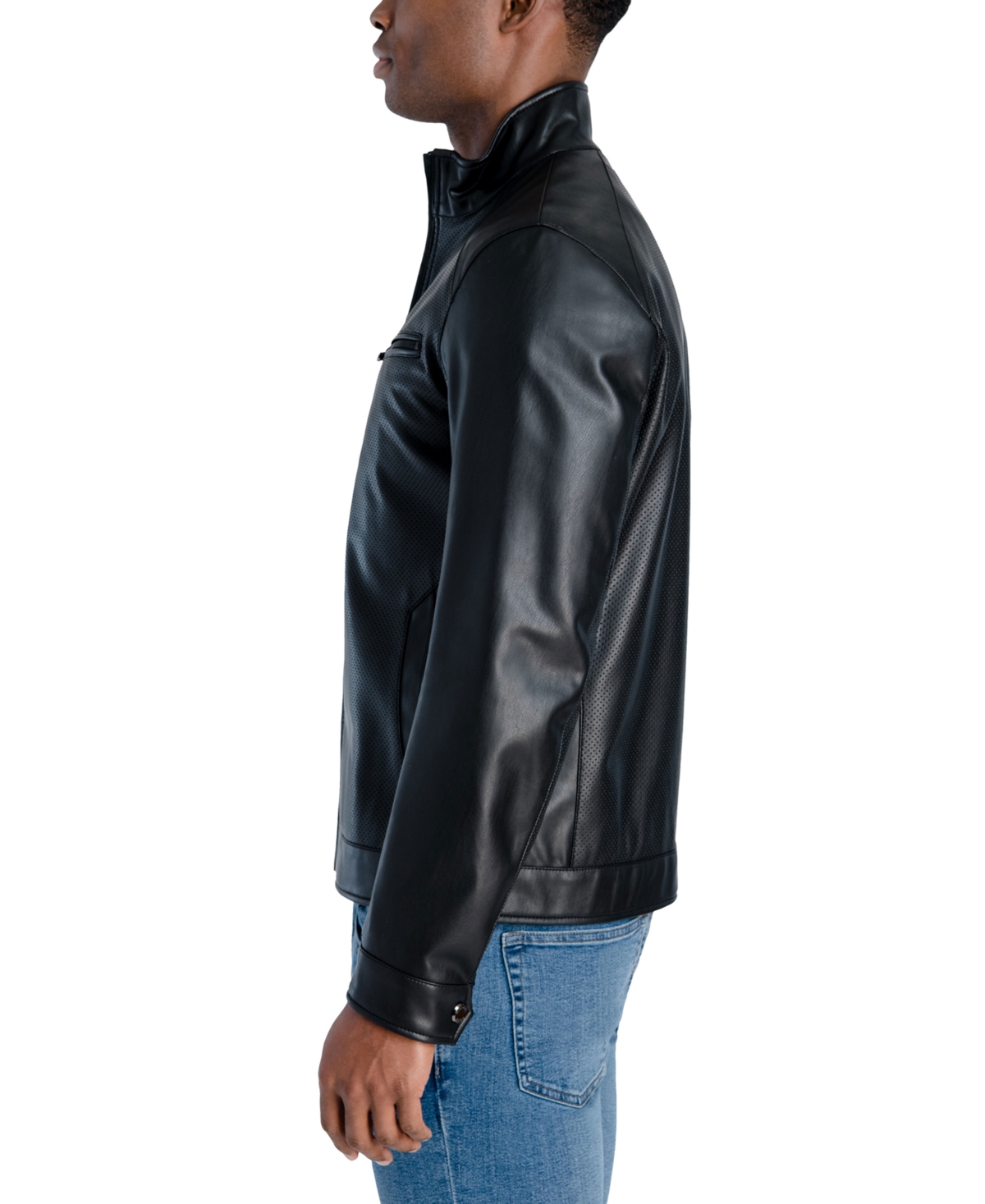 Michael Kors Men's Perforated Faux Leather Hipster Jacket, Created for Macy's