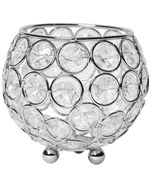 Elegant Designs Elipse Crystal Circular Bowl Candle Holder, Flower Vase, Wedding Centerpiece In Chrome