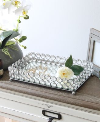 Elipse Crystal Decorative Mirrored Jewelry or Makeup Vanity Organizer Tray