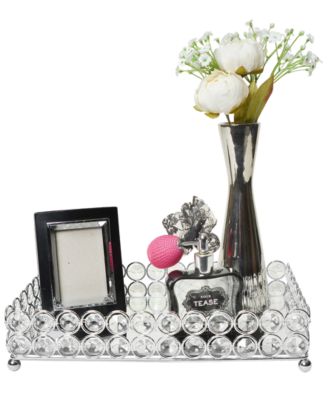 Elipse Crystal Decorative Mirrored Jewelry or Makeup Vanity Organizer Tray