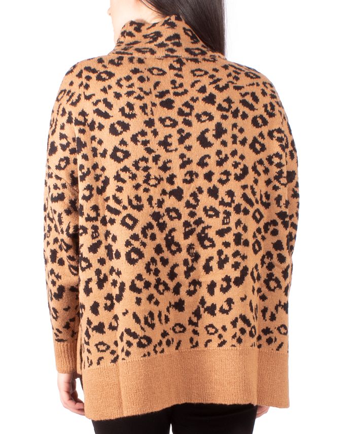 NY Collection Cat-Print Turtleneck Sweater - Macy's