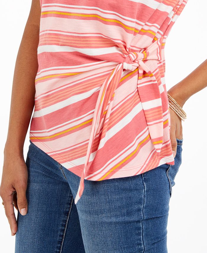 Style & Co Striped Tie-Side Top, Created for Macy's - Macy's