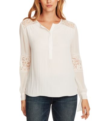 Vince Camuto - Tie-Cuff Lace-Trim Rumple Blouse