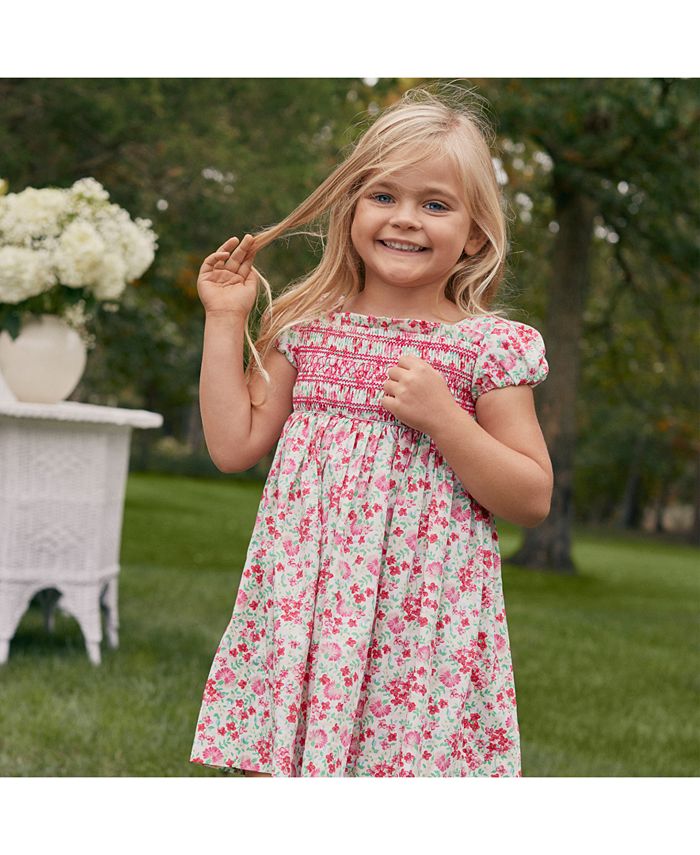 Polo Ralph Lauren Toddler Girls Floral Smocked Cotton Dress - Macy's