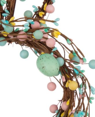 Easter Bunny Shaped Wreath with Eggs Satin Ribbon Bow