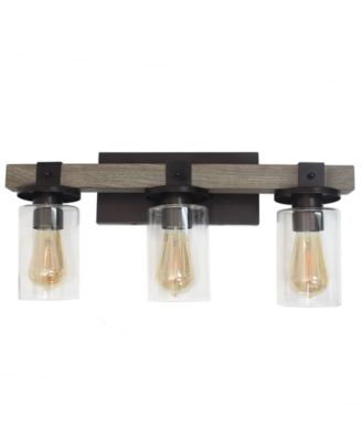Elegant Designs Industrial Rustic Lantern Restored Wood Look 3 Light Bath Vanity