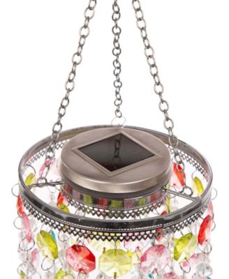 Solar Lighted Hanging Decor with Multicolored Acrylic Jewel Beads