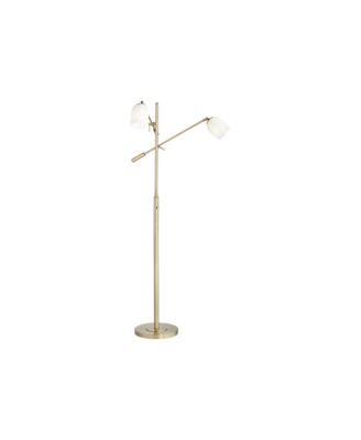 Pacific Coast - 2 WARM ANTIQUE BRASS FLOOR LAMP W/OPAL SHADES