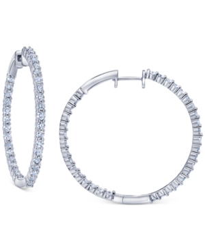 image of Diamond Small In & Out Hoop Earrings (1/2 ct. t.w.) in 14k White Gold, 0.7