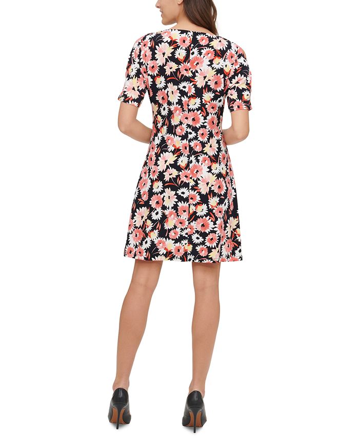 Tommy Hilfiger Floral-Print Cold-Shoulder Dress - Macy's