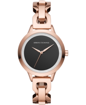 image of AX Armani Exchange Women-s Harper Rose Gold-Tone Stainless Steel Chain Bracelet Watch 36mm