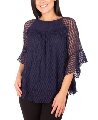 NY Collection - Bell-Sleeve Lace Top