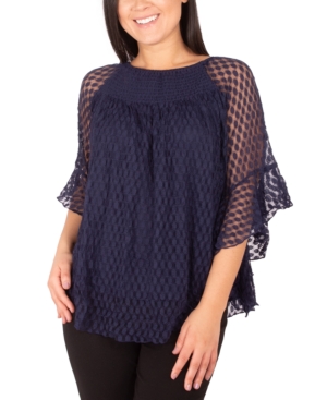 image of Ny Collection Bell-Sleeve Lace Top