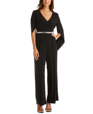 image of R & M Richards Embellished Draped-Back Jumpsuit