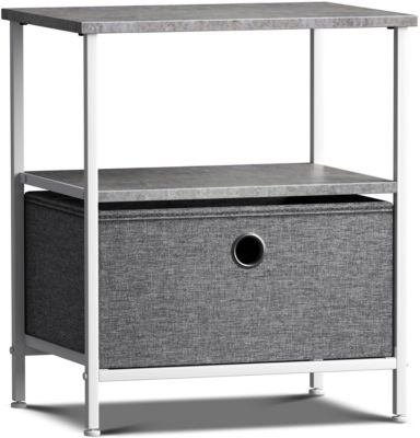 1 Drawers Nightstand with Shelf - Steel Frame, Wood Top & Easy Pull Fabric Bins - Perfect for Home, Bedroom, Office & College Dorm
