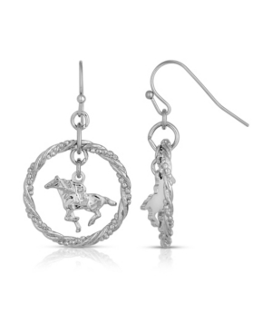 image of 2028 Silver-Tone Suspended Horse Drop Earrings