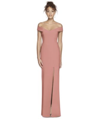 Womens Off-the-Shoulder Criss Cross Back Trumpet Gown