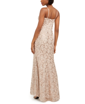 VINCE CAMUTO PETITE EMBROIDERED LACE GOWN