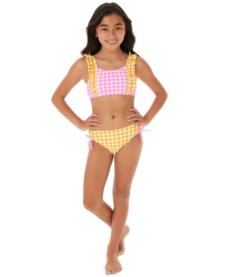 yellow gingham ruffle bikini