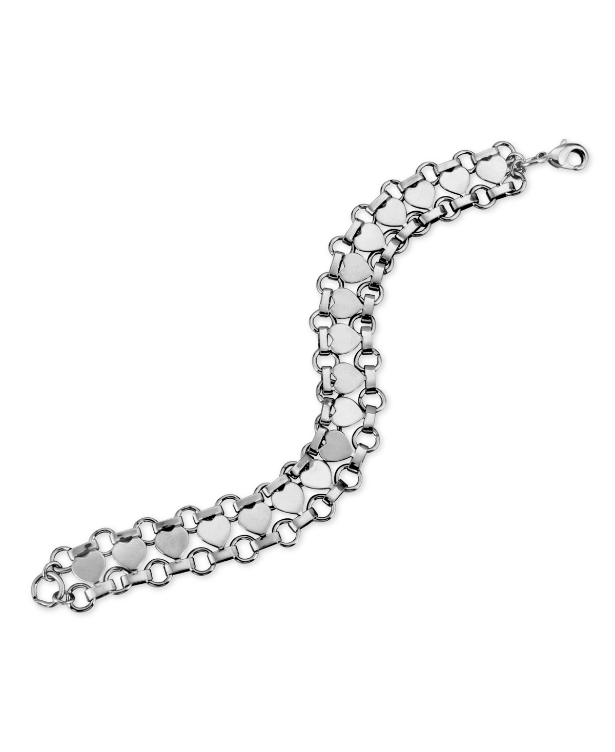 2028 Silver Tone Heart Link Bracelet In Silver-ton