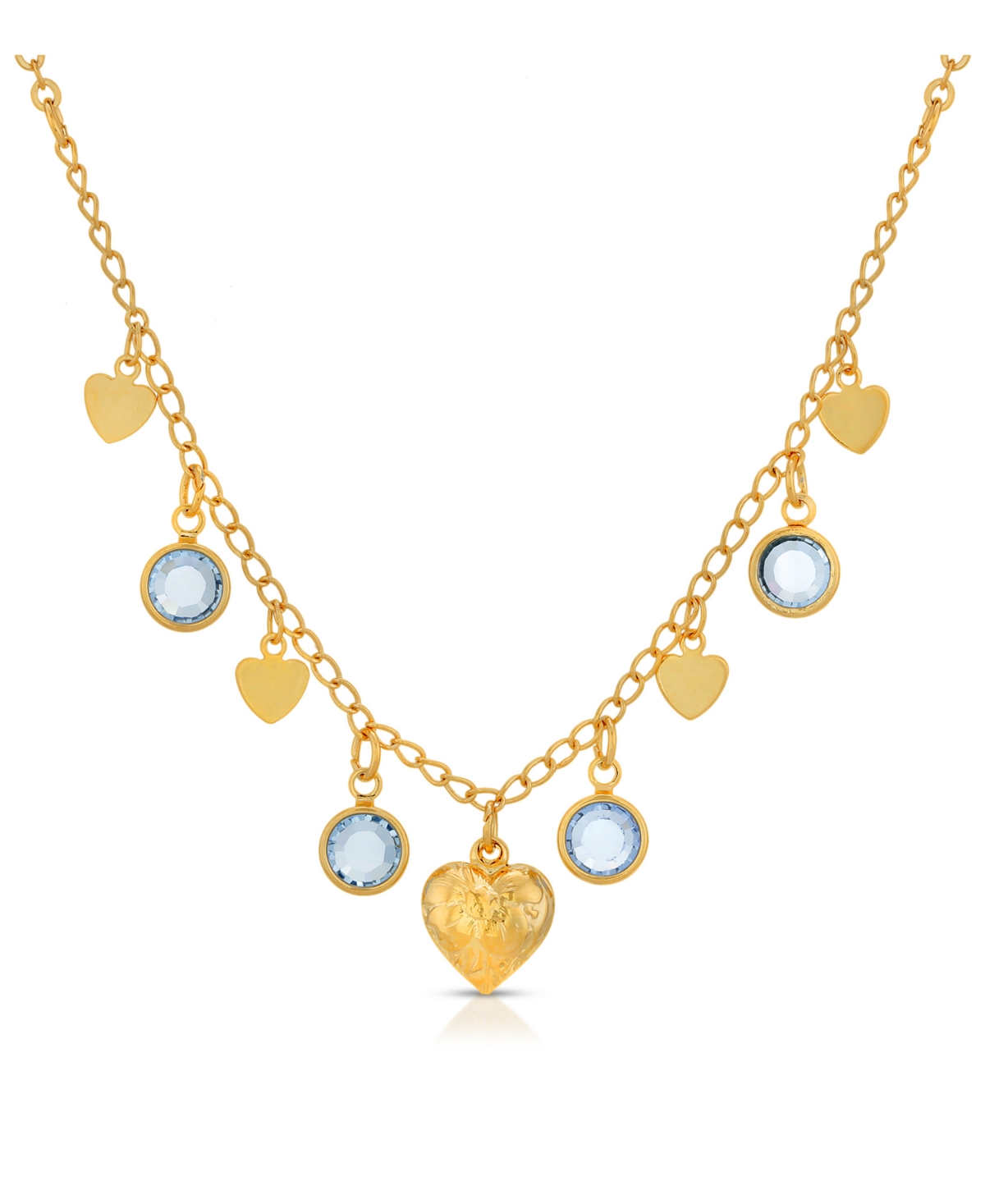 Channels with Hearts Drop Necklace - Blue