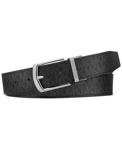 Michael Kors Men's Signature Leather Belt & Reviews - All Accessories ...