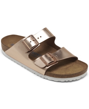Birkenstock Women's Arizona Metallic Copper Leather Soft footbed Casual Sandals from Finish Line