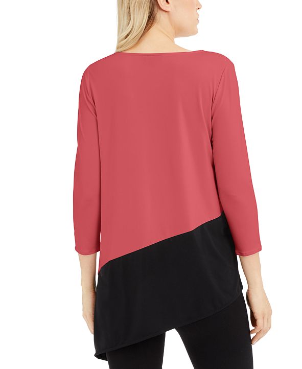 Alfani Womens Printed Velvet Asymmetrical Top Black Size Small main image 0