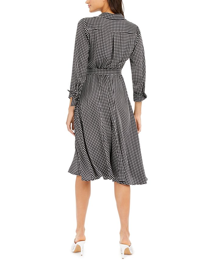 Alfani Printed Belted Fit & Flare Dress, Created for Macy's - Macy's
