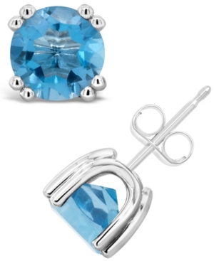 image of Swiss Blue Topaz (3-1/10 ct. t.w.) Stud Earrings in Sterling Silver