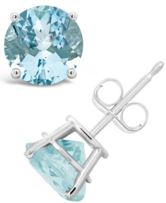 Macy's Aquamarine (2-1/2 Ct. T.w.) Stud Earrings In Sterling Silver ...