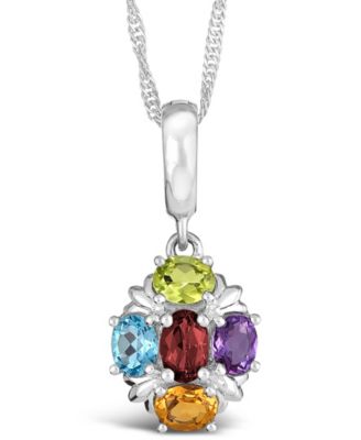 Macy's - Multi-Gemstone (1-5/8 ct. t.w.) Pendant Necklace in Sterling Silver