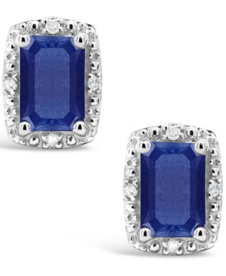 Sapphire (1-1/3 ct. t.w.) and Diamond Accent Stud Earrings in Sterling Silver