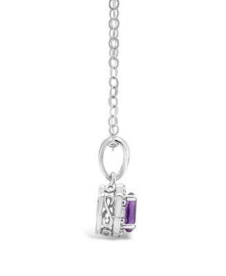 Gemstone and Diamond Accent Pendant Necklace in Sterling Silver