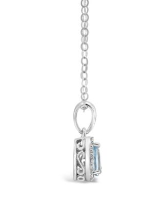 Gemstone and Diamond Accent Pendant Necklace in Sterling Silver